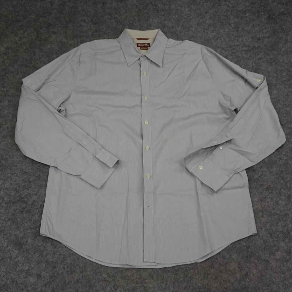 Michael Kors Shirt Mens Large L Gray Long Sleeve Button Up Cotton Check